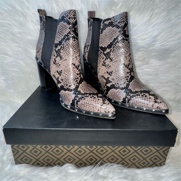 Charles David Duke Dark
Taupe Snake Block Heel
Embellished Chelsea Ankle
Booties - Picture 2 of 11